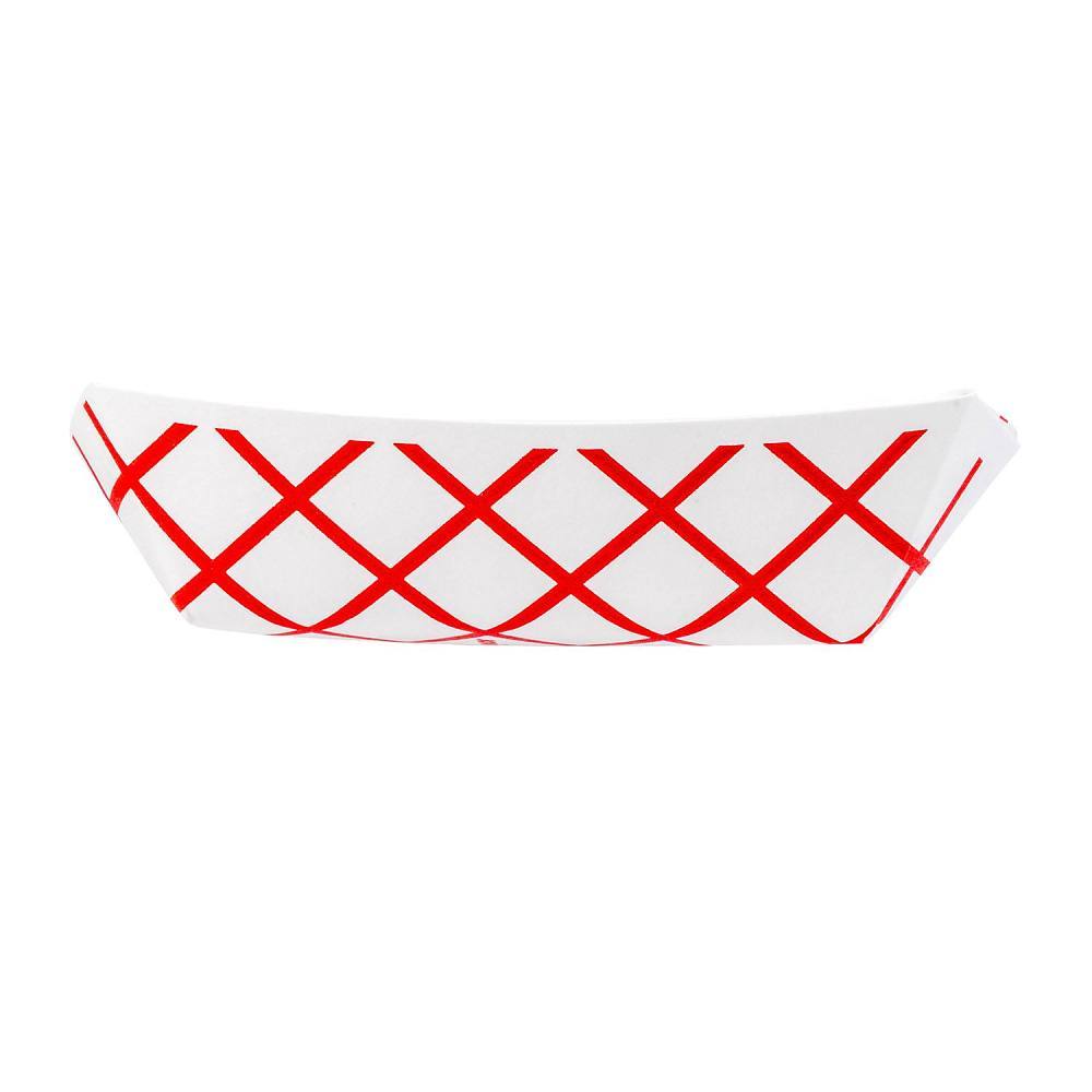 Bunzl J25 Food Tray 1/4-Lb Red Checkpaper Clay Coated #25 Case Of 1000