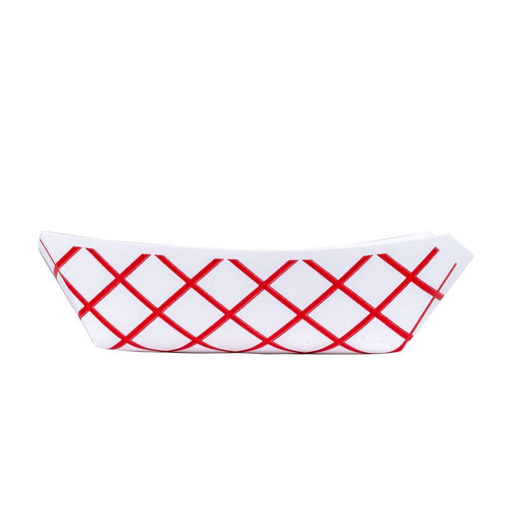 Bunzl J50 Food Tray 1/2-Lb Red Checkpaper Clay Coated #50 Case Of 1000