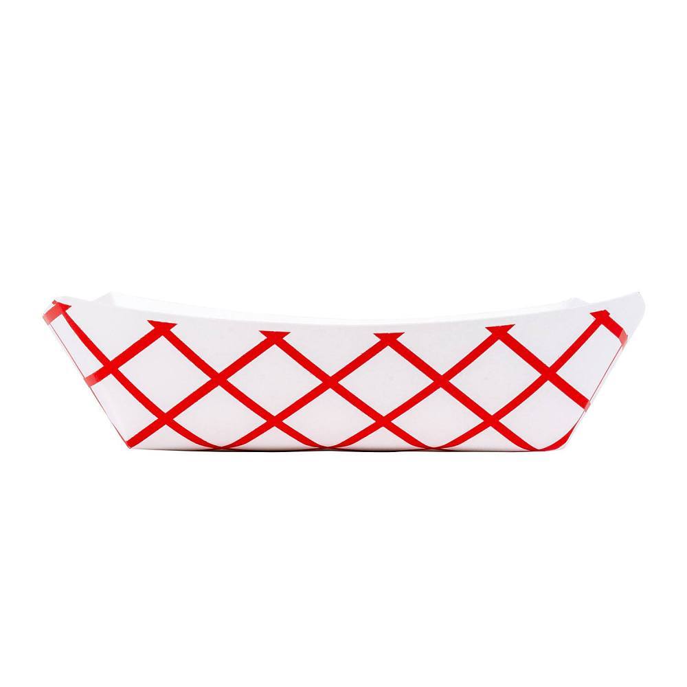 Bunzl J100 Food Tray 1-Lb Red Checkpaper Clay Coated #100 Case Of 1000