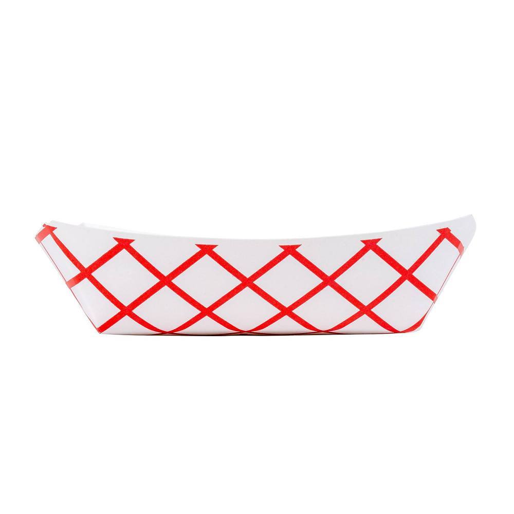 Bunzl J200 Food Tray 2-Lb Red Checkpaper Clay Coated #200 Case Of 1000