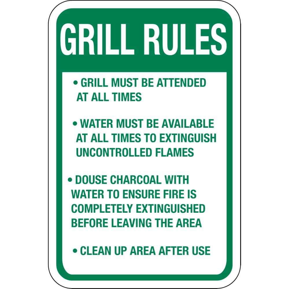 Hy-Ko Grill Rules Sign 18 X 12" Reflective