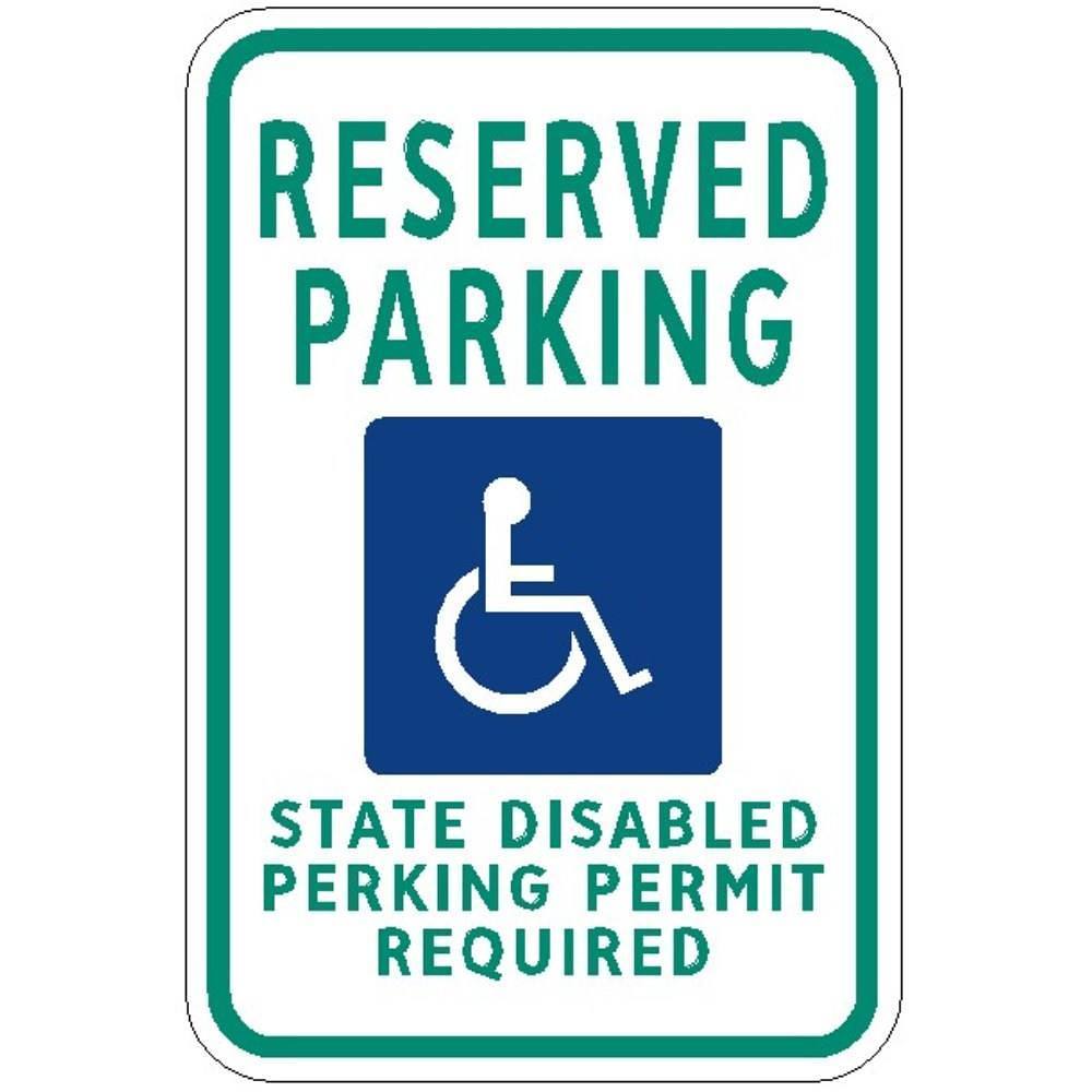 Hy-Ko Washington Reserved Disabled Permit Parking Sign 12x18" Reflective