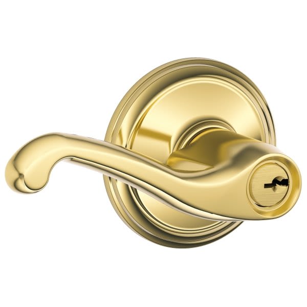 Schlage® F Series Leverset 605, Left-Handed, Bright Brass Finish