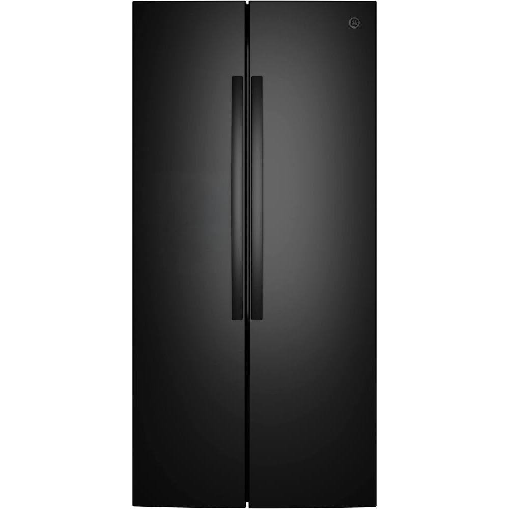 GE 25 Cu. Ft. Icemaker Ready Garage Ready Side-By-Side Refrigerator Black