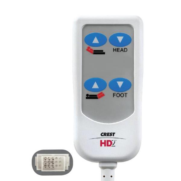 Crest Healthcare® Hd2 Bed Control, 8 Foot Cord, Hill-Rom 15-Pin, 4 Button, White