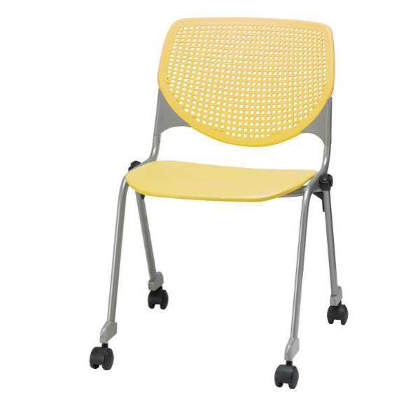 Kfi Seating Kool Stack Chair, Casters, Yellow