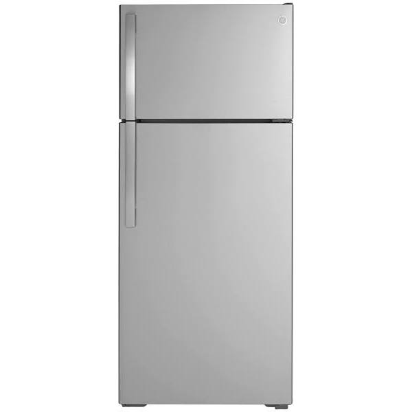 GE ENERGY STAR 17.5 cu. ft. Top Freezer Refrigerator With Icemaker, Stainless Steel
