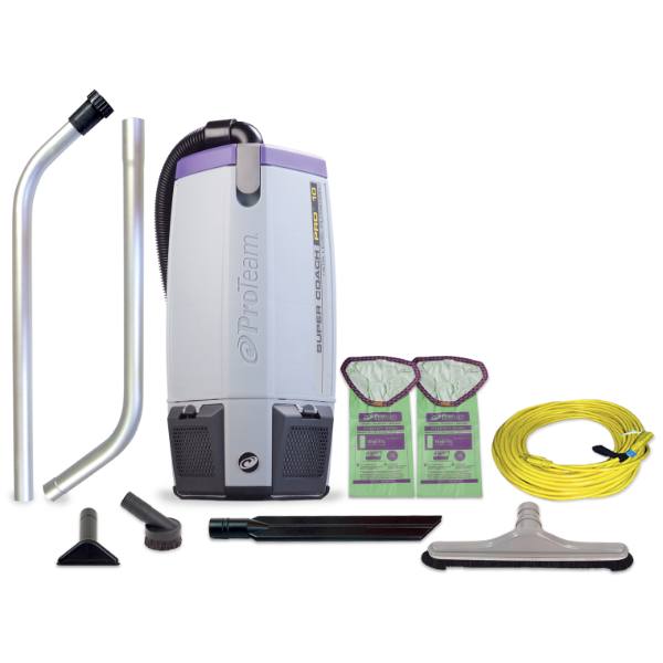 Proteam Super Coach Pro 10 120 Volt 10 Quart Backpack Vacuum W/ Hard Surface Flooring Kit And Nylon Brush Tool