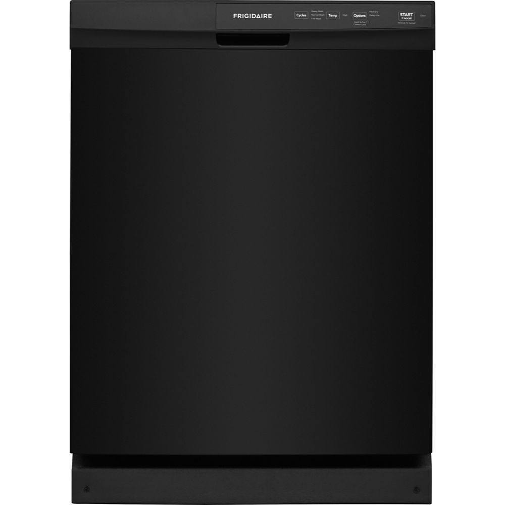 Frigidaire ENERGY STAR Built-In Dishwasher, 55 Dba, Black, Front Control, 3 Wash Cycles, 24"