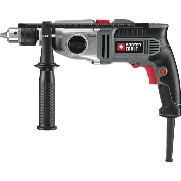 Porter-Cable 1/2 In 7 Amp Vsr 2-Speed Hammer Drill W/ Chuck Key And Holder