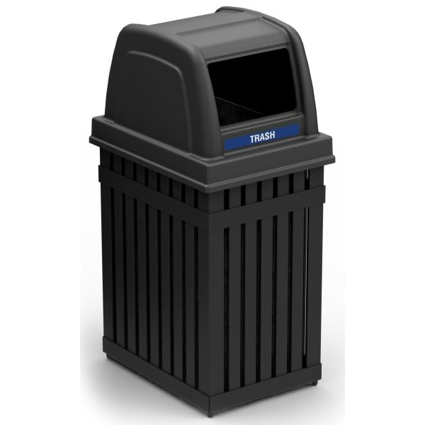 Commercial Zone Products Polytec Round Trash Receptacle, 45 Gallon, Black HD Supply