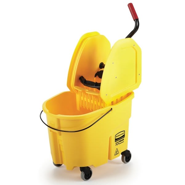 Rubbermaid Commercial Wavebrake Down-Press Mop Bucket And Wringer,35 Qt., Yellow