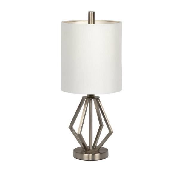 Litex 18.5 Inch Table Lamp With Brushed Nickel Metal Base And White Fabric