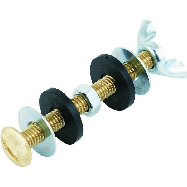 Toilet Tank Bolts And Nuts, 5/16" X 3", Solid Brass, Package Of 10