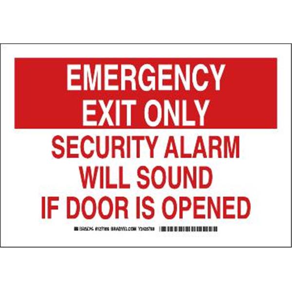 Brady® 7x10" Polystyrene "Emergency Exit Only" Sign, Red/White