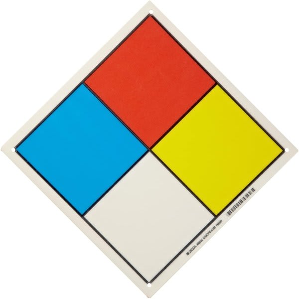 Brady® Nfpa Placard Sign 11" H X 11" W Fiberglass Black/Blue/Red/Yellow On White