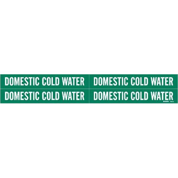 Brady® Domestic Cold Water Pipe Marker 1.125" H X 7" W White On Green