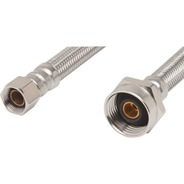 Set Of 2 Stainless Steel Faucet Supply Lines - 20" Long, 1/2" IPS X 3/8" OD Compression-799512