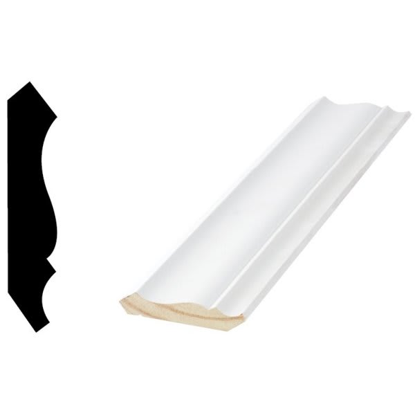Woodgrain Distribution 52 9/16" X 2-3/4" X 8' Primed Finger-Joint Crown Moulding Package Of 4