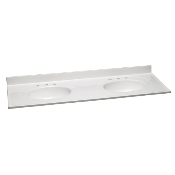 Design House® 73 X 22 Solid White Marble Vanity Top And Double Bowl, Widespread