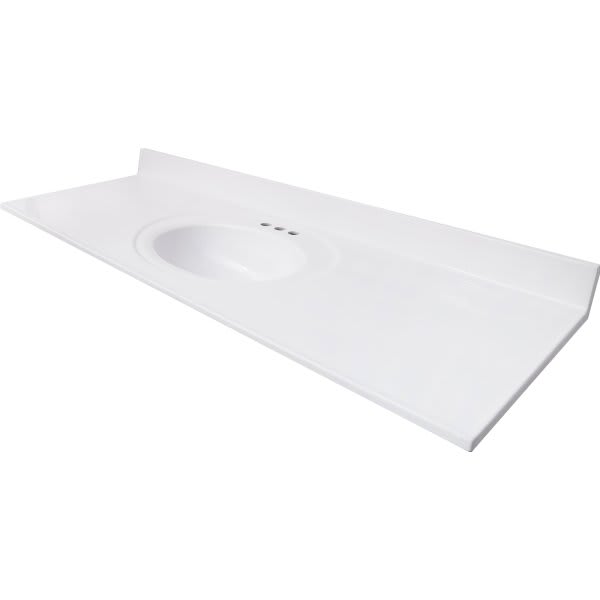 Modular Vanity Tops 18X31/4" Solid White Cultured Marble Universal
