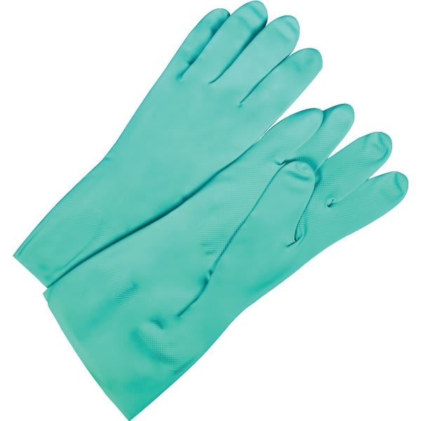 Green Nitrile Flock Lined Gloves - Large - Package Of 2 Pair
