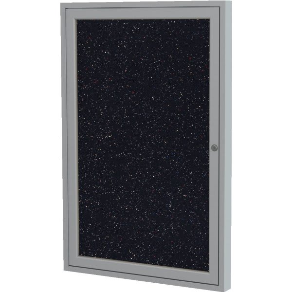 Ghent® 2 Door Enclosed Vinyl Bulletin Board With Satin Aluminum Frame
