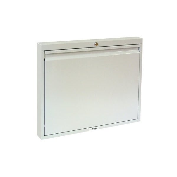 Omnimed Slimline Wall Desk, Full Size, 23-3/4h X 30w X 3"d, Self-Close, Lt Grey