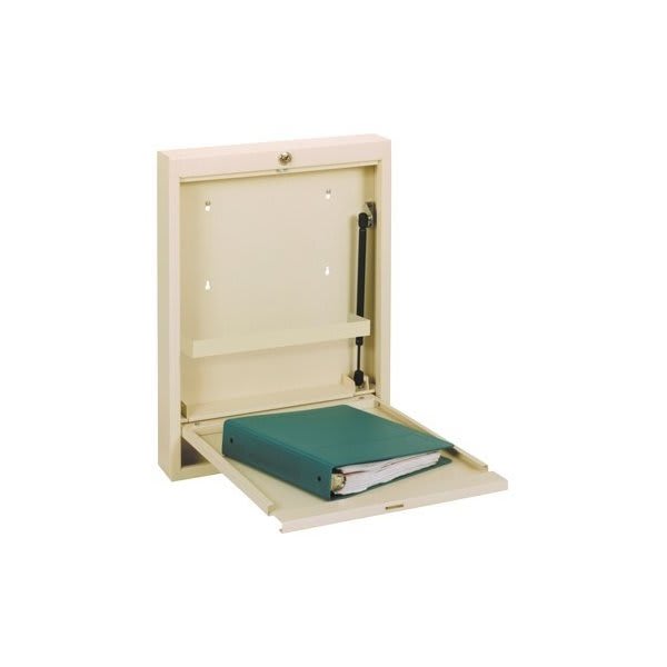 Omnimed Slimline Wall Desk, Single, 23-3/4h X 18w X 3"d, Self-Close, Light Grey