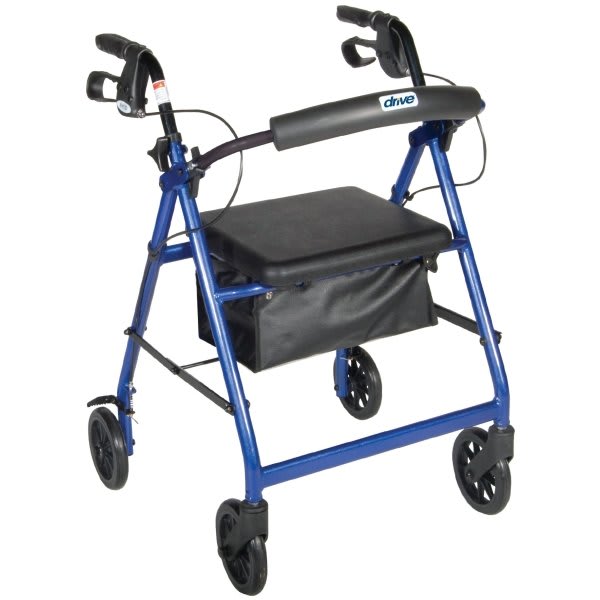 Drive Medical Design® Rollator,6in4whl.alum.paddedst,blue