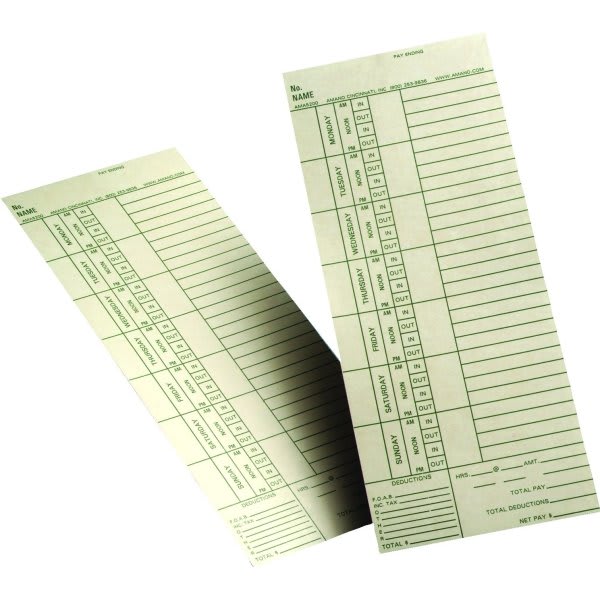 Bi-Weekly Amano Time Cards, Package Of 1000