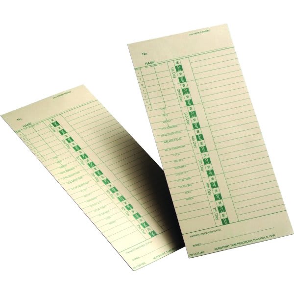Weekly Acroprint Time Cards, Package Of 1000