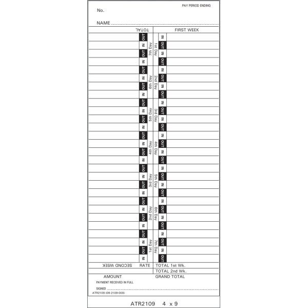 Bi-Weekly Acroprint Time Cards, Package Of 1000