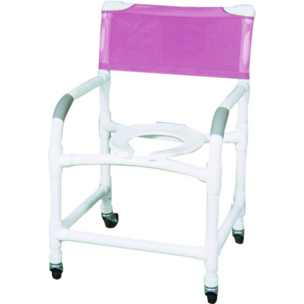 Mjm Wide Shower Chair With Pail Footrest Soft Seat And Drop Arms Royal