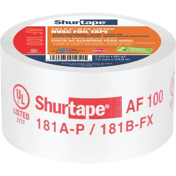 Shurtape Af 100 Printed Aluminum Foil Tape - Ul 181a-P/B-Fx Listed - 72mm X 55m