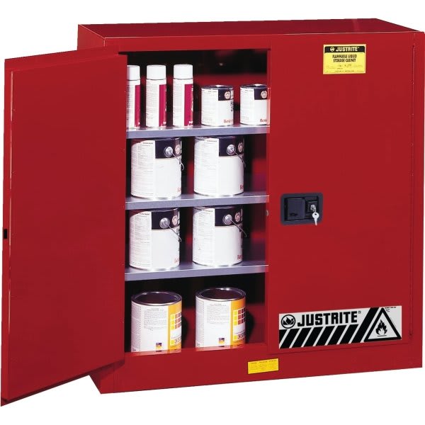 Justrite® 40 Gallon Sure-Grip Paint/Ink Safety Cabinet-Maual Closing