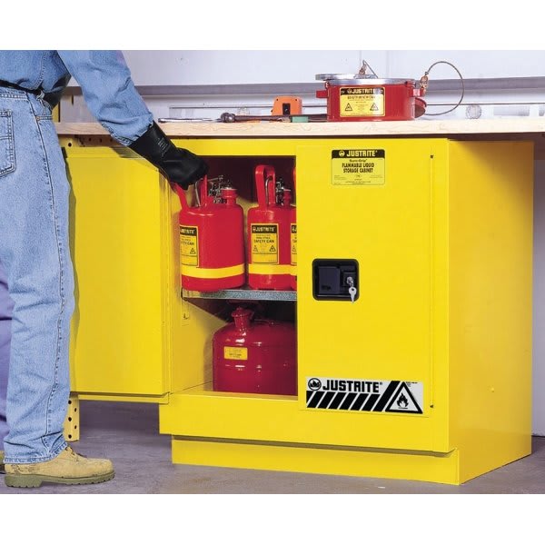 Justrite® 22 Gal Undercounter Sure-Grip®  Ex Flammable Safety Cabinet-Yellow