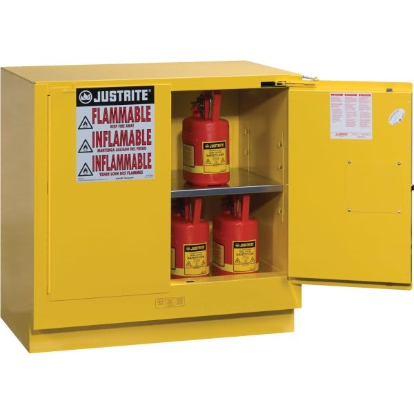 Justrite® 22 Gal Undercounter Sure-Grip® Ex Self-Closing Flammable Safety Cabinet, Yellow