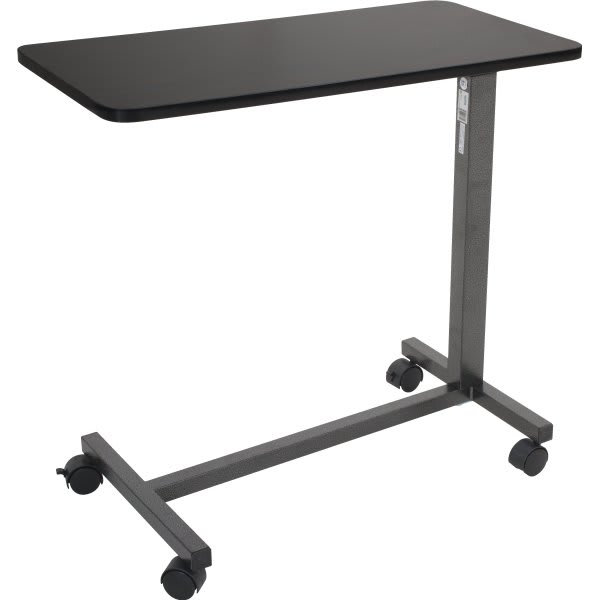 Drive™ Non-Tilt Overbed Table, Silver Powder-Coat Frame W/ 30" X15" Walnut Top,