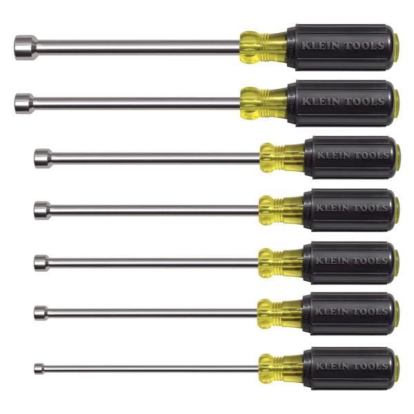 Klein Tools® 7-Piece Magnetic Tip Nut Driver Set, 6 Chrome-Plated Hollow Shafts