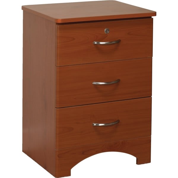 Drive™ Oslo 3-Drawer Bedside Cabinet, Nickel Hardware, 29-1/2"X21"X18", Cherry