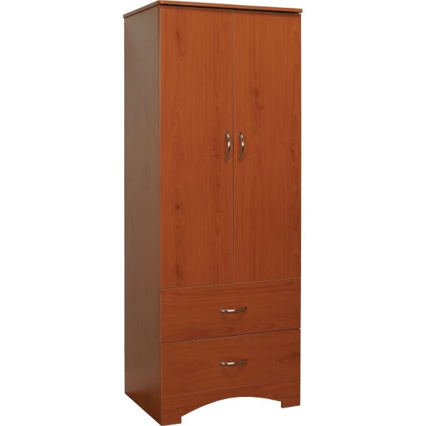 Drive™ Oslo 2-Door/2-Drawer Wardrobe, 78" X 30" X 23", Nickel Hardware, Cherry