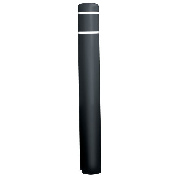 Bollard Post Sleeve, Black With White Tape, 7 X 60