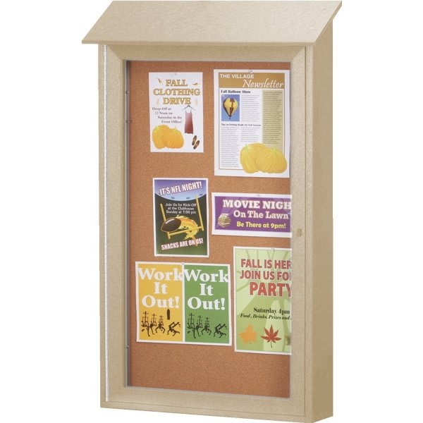 Enclosed Outdoor Cork Bulletin Board, Aluminum Frame, Acrylic Door, 48