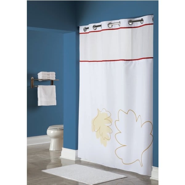 Focus Products Hookless Stall Size Vinyl Shower Curtain, White, Case Of