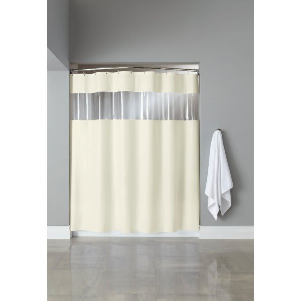 Focus Products Hookless 8 Gauge Vinyl Shower Curtain 71 X 74" Beige