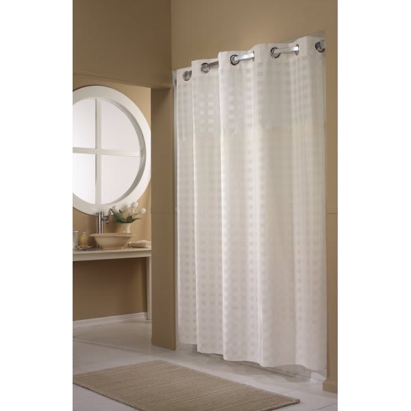 Focus Products Madison Hookless Shower Curtain Window & Liner, White