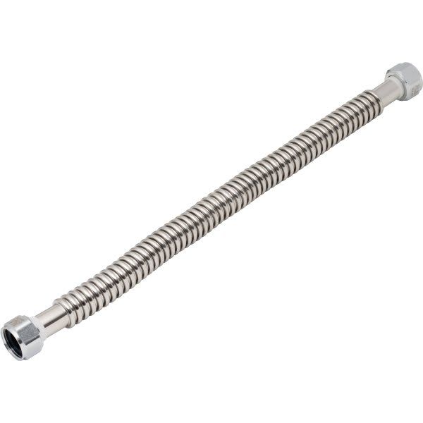 Maintenance Warehouse® 24 In. Kink-Free Stainless Steel Water Heater Connector Hose, 0.75" FIP X 0.75" FIP
