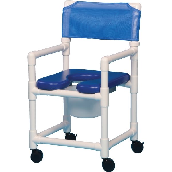 Ipu® Shower Commode Chair Soft Seat Lap Bar And Left Swing Arm In Blue, Blue Seat