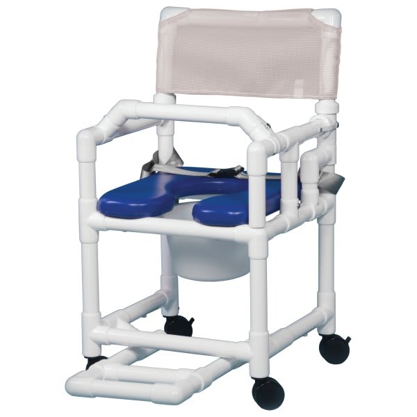 Ipu® Shower Commode Chair Soft Seat And Footrest In Linen, Blue Seat
